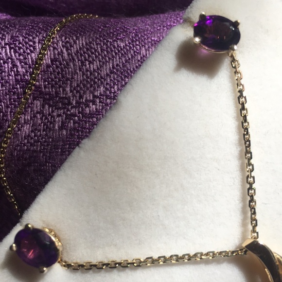 π πAmethyst drop, pierced earrings. - Picture 4 of 4